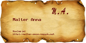 Malter Anna névjegykártya